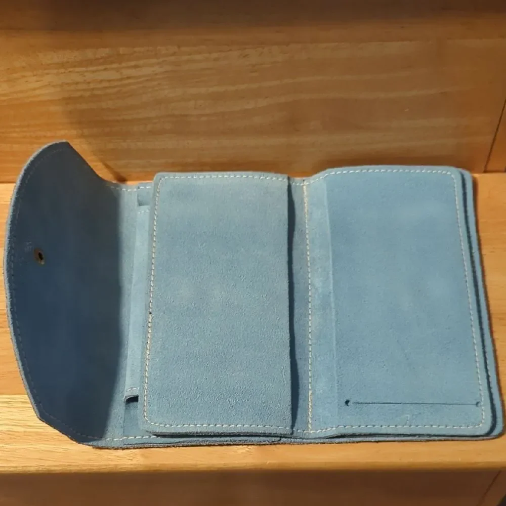 Vintage Blue Suede Women's Checkbook Wallet